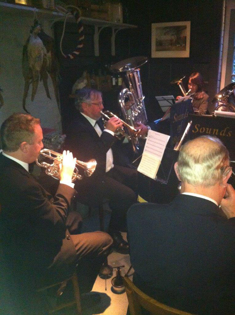 OUR BRASS BAND MANAGED TO FIT IN THE CHURCH INN BOOT ROOM.