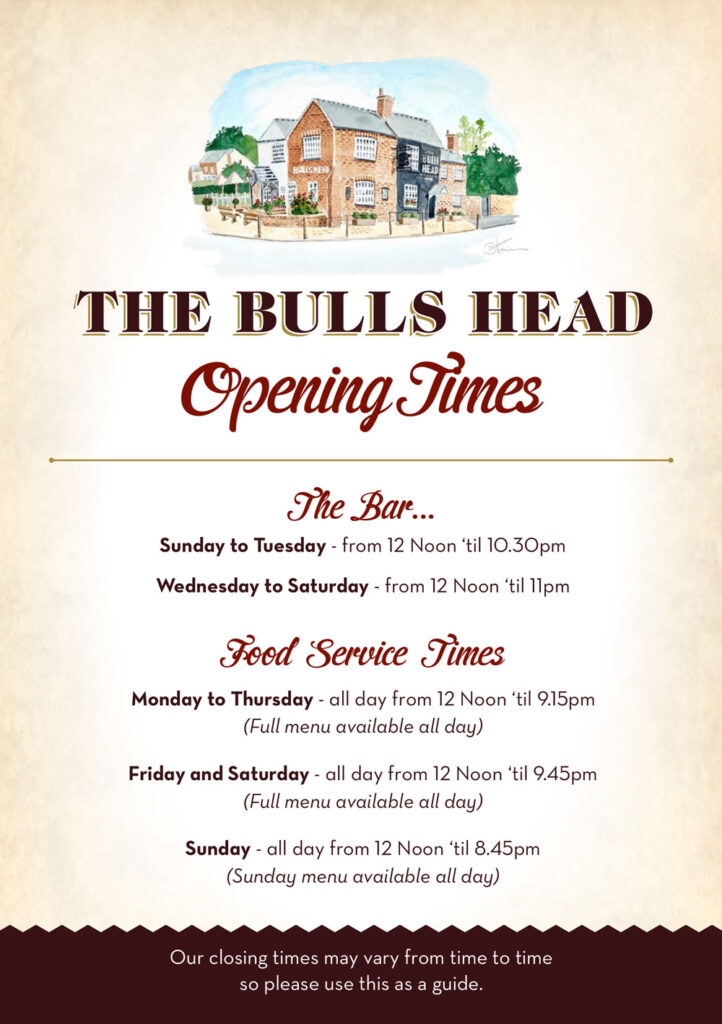 Opening Times The Bulls Head Pub Mobberley